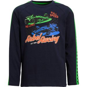 Orange Stars Longsleeve Riaz raglan mouw donkerblauw