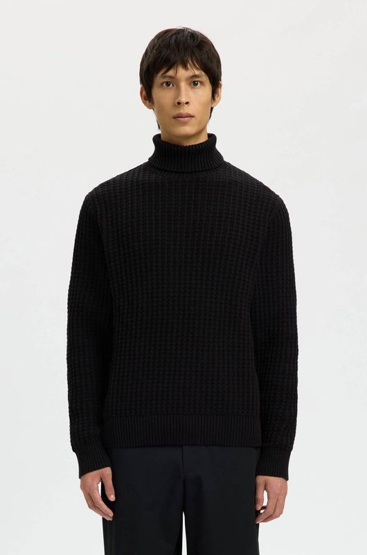 SELECTED HOMME coltrui met ingebreid patroon zwart