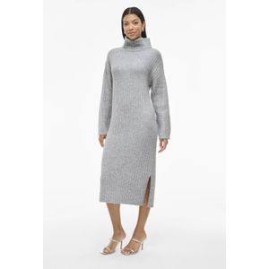VILA - VILASSIA - Jurk - Grijs Melange - Lange Mouwen - Col