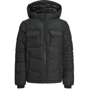 JACK & JONES JUNIOR gewatteerde winterjas JJBUILD zwart