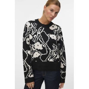 VERO MODA gebloemde gebreide trui zwart