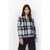 Soyaconcept - Gebreid Vest - Grijs - Ruitprint - Met Ritssluiting