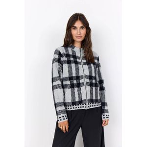 Soyaconcept - Gebreid Vest - Grijs/Zwart - Lange Mouw - Normale Pasvorm