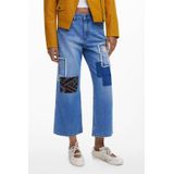 Cargobroeken - Cropped Jeans - Met Patches - Rechte Pasvorm - Lang