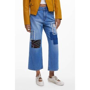 Cargobroeken - Cropped Jeans - Met Patches - Rechte Pasvorm - Lang