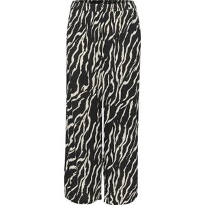 Kaffe cropped loose fit pantalon Kadacia met zebraprint zwart/ecru