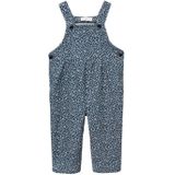 Mango Kids gebloemde tuinbroek blauw/ecru