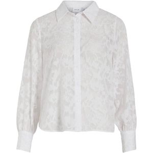 VILA blouse VIFLEMA met bladprint wit