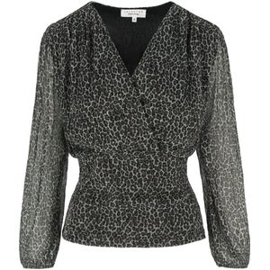 LOLALIZA top met panterprint en glitters beige/zwart