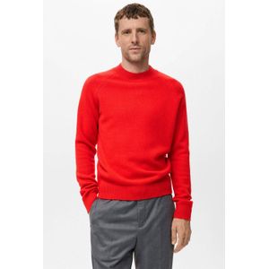 Mango Man trui met wol fijn gebreid rood