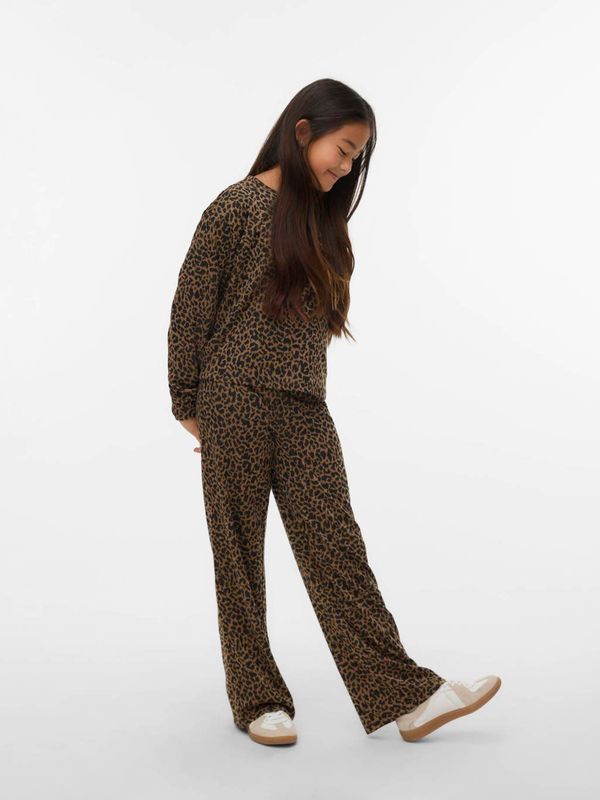 VERO MODA GIRL regular casual broek met panterprint groen
