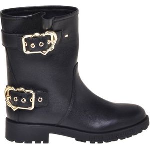Love Moschino Daily Biker leren bikerboots zwart