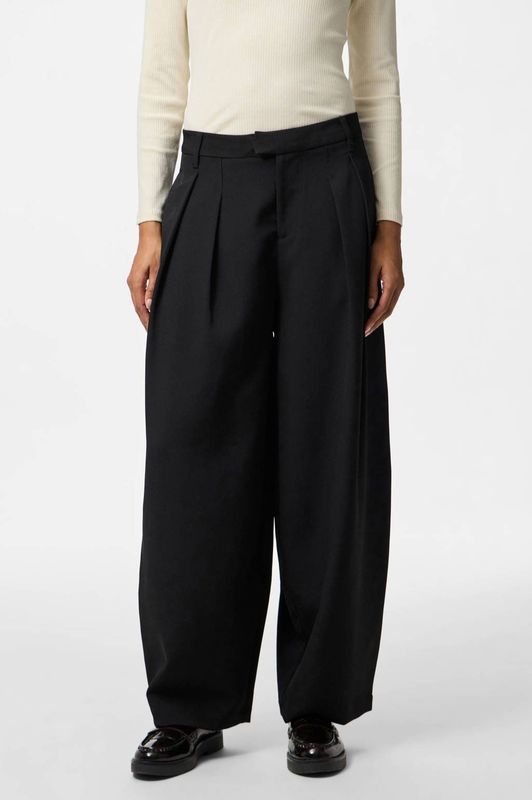 PIECES regular waist broek zwart