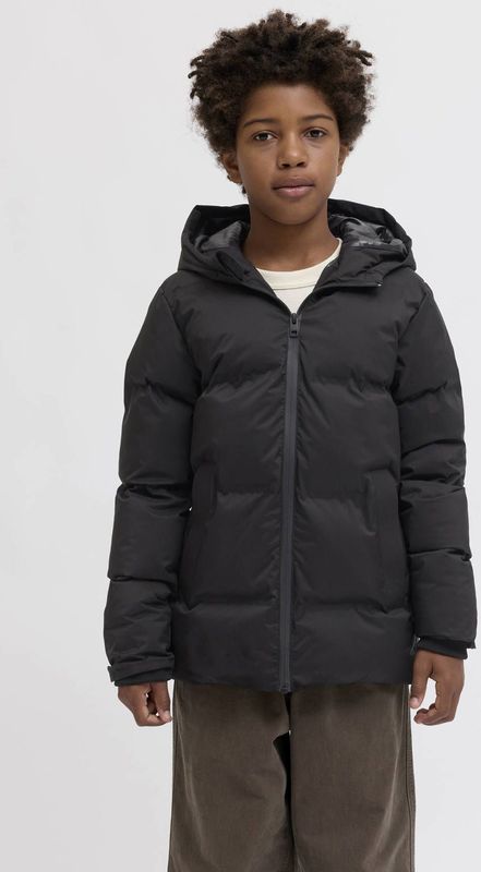 Jack & Jones Junior - JJKAITO PUFFER JACKET - Gewatteerde Jas - Zwart - Met Capuchon