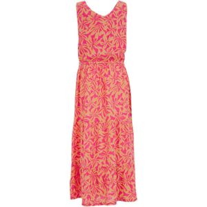 WE Fashion maxi jurk met all over print roze/oranje