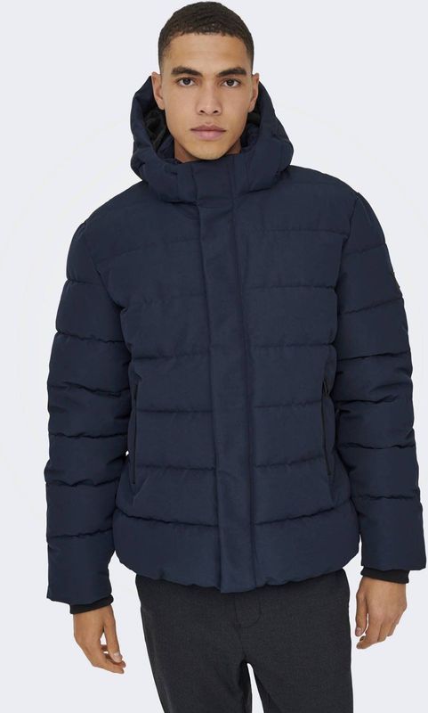 ONLY & SONS gewatteerde jas donkerblauw