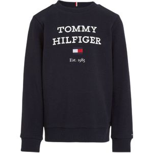 Tommy Hilfiger sweater met tekst donkerblauw