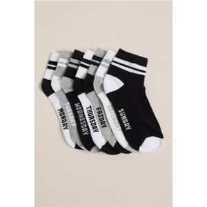 WE Fashion Sokken - set van 7 zwart/grijs/wit