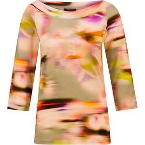 Claudia Sträter jersey top met boothals in print beige/oranje/groen