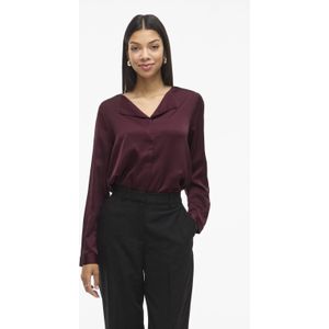 VILA satijnen blouse donkerrood