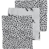 Meyco hydrofiel monddoekje - set van 3 Zebra/Cheetah 30x30 cm wit/zwart