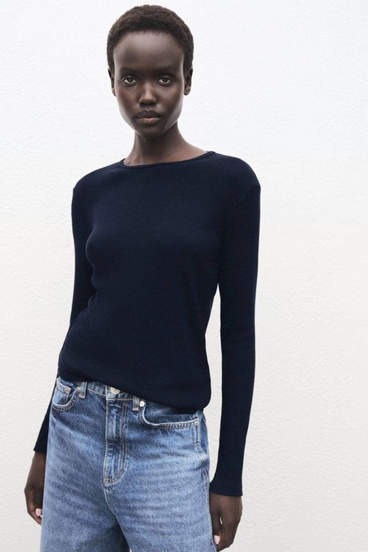 Mango pullover donkerblauw