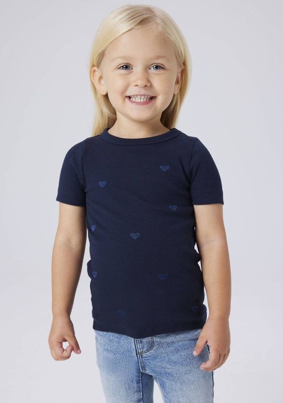 NAME IT MINI T-shirt met hartjes donkerblauw