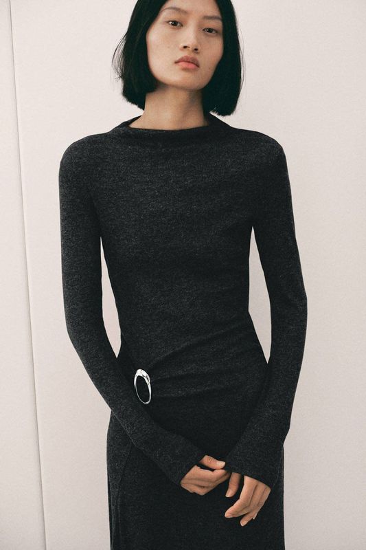 Mango gebreide jurk grijs