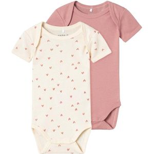 NAME IT BABY romper NBFBODY - set van 2 roze/ofwhite