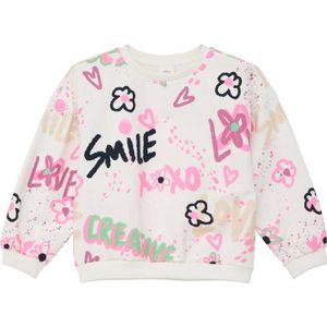 s.Oliver sweater met all over print wit/roze/zwart