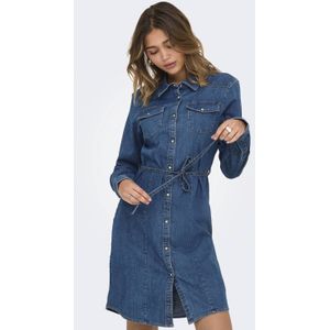 Onlsasia - Korte Jurk - Denim - Slim Fit - Lange Mouwen - Overhemd Kraag