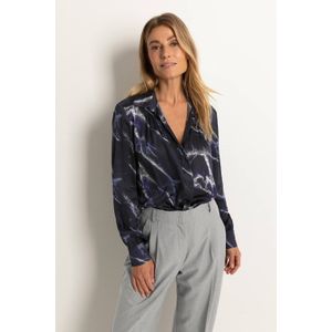 Claudia Sträter blouse met all over print zwart/blauw/wit