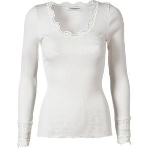 Rosemunde ribgebreide longsleeve met zijde offwhite