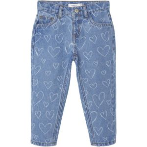 NAME IT MINI mom jeans NMFBELLA met hartjes dark blue denim