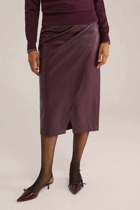 WE Fashion imitatieleren rok donkerrood