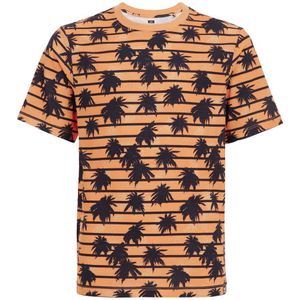 WE Fashion T-shirt met streep oranje/zwart