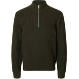 SELECTED HOMME trui met ingebreid patroon donkergroen