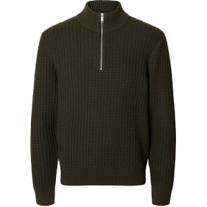 SELECTED HOMME trui met ingebreid patroon donkergroen