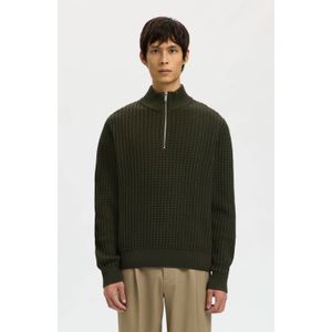 SELECTED HOMME trui met ingebreid patroon donkergroen