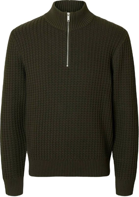 SELECTED HOMME trui met ingebreid patroon donkergroen