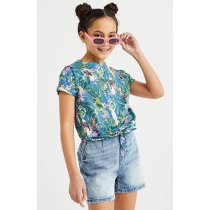 WE Fashion T-shirt met all over print blauw