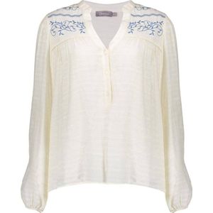 Geisha top ecru/blauw