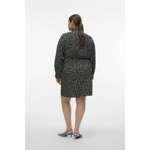 VERO MODA CURVE blousejurk met hartjes en ceintuur zwart/wit