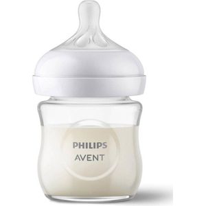 Philips AVENT Natural Response Glazen Babyfles 120 ml 0M+ Snelheid-2 speen SCY930/01