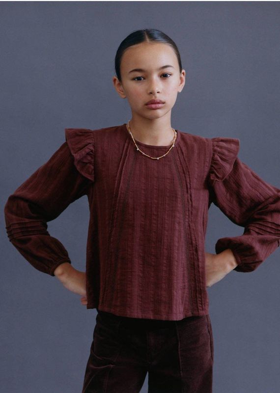 Mango - Kids Top - Katoen - Ballonmouwen - Ronde Hals