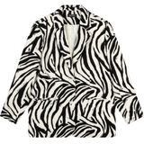 Refined Department oversized blazer Bodi met zebraprint zwart/wit