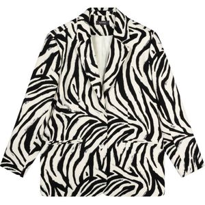 Refined Department oversized blazer Bodi met zebraprint zwart/wit
