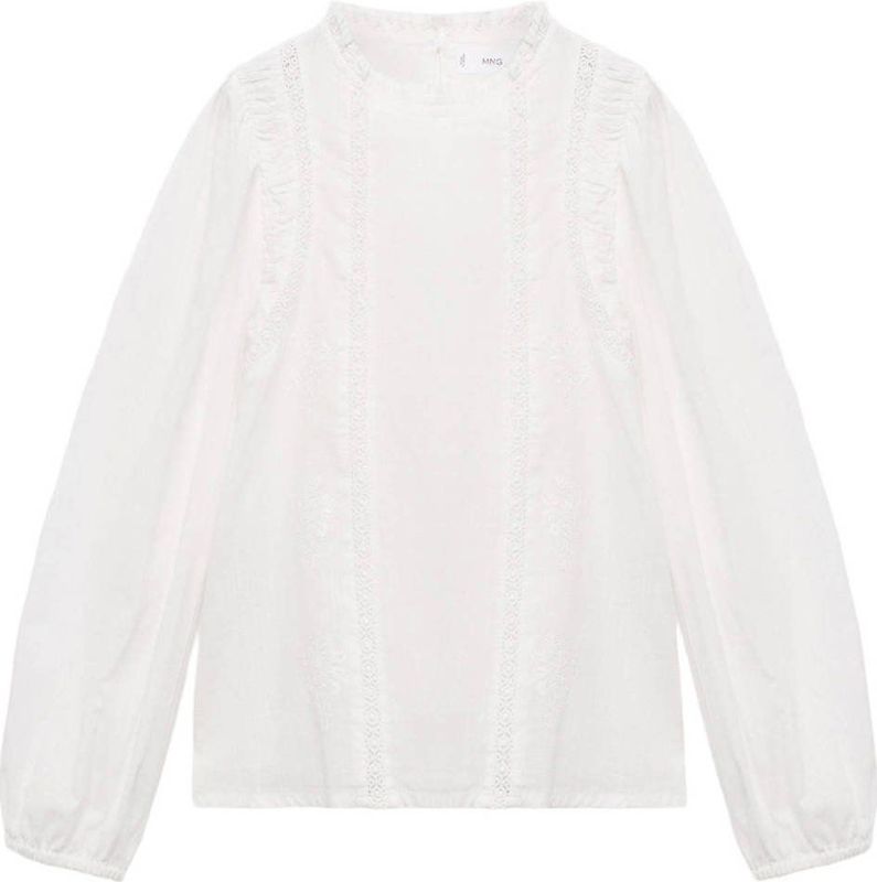Mango - Kids Top - Lange Mouwen - Opstaande Kraag - Zacht Katoen