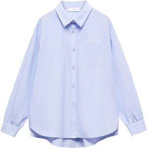 Mango Kids gestreepte blouse blauw/wit