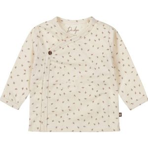 Dirkje baby longsleeve met all over print en overslag detail ecru/bruin